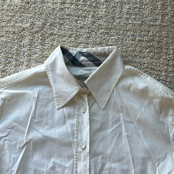 VG+ Burberry London Women’s M White Button Down Collared Top Long Sleeve Shirt - Picture 6 of 12